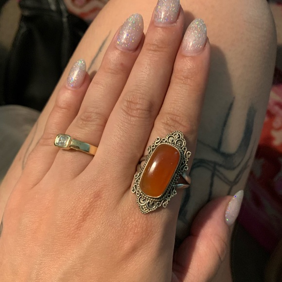 Boho sterling silver carnelian ring - Picture 3 of 8